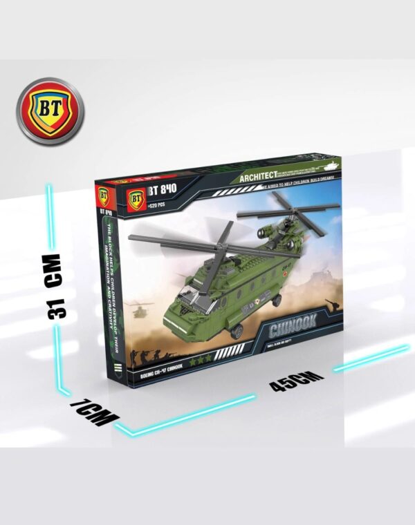 لگو هلیکوپتر بوئینگ CH-47 شینوک مدل BT 840 با بیش از 520 قطعه مناسب علاقه‌مندان ساختنی‌ها