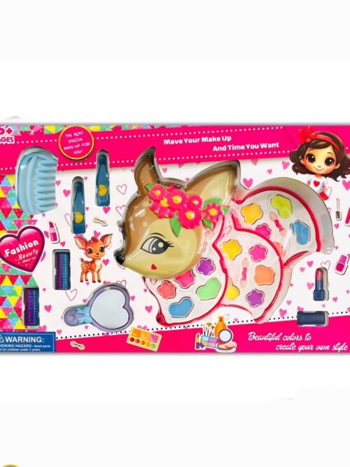 ست لوازم آرایش کودکانه طرح آهو Lean Toys Jelonek با سایه‌های چشم، رژ لب، آینه و شانه