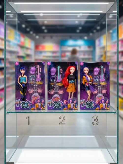ست ۳ عددی عروسک‌های زویی، رومی و میرا از K-Pop Demon Hunters با لوازم جانبی موسیقی در بسته‌بندی COOL GIRL CLASSIC