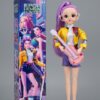 Rumi K-Pop Demon Hunters Musical Doll عروسک رومی K-Pop Demon Hunters با موهای بنفش، گیتار، مفصلی، موزیکال و دارای نور.