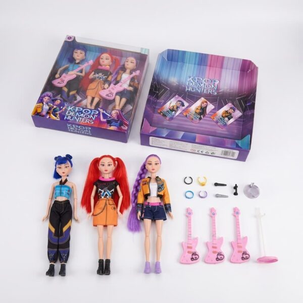 kpop-demon-hunters-contents-view چیدمان کامل عروسکها و اکسسوریها خارج از جعبه